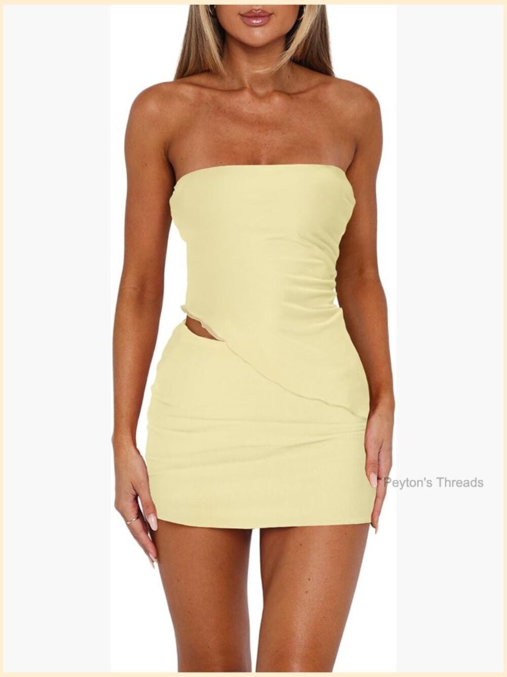 Women's Two Piece Mesh Skirt Set - Strapless Tube Top & Mini Skirt